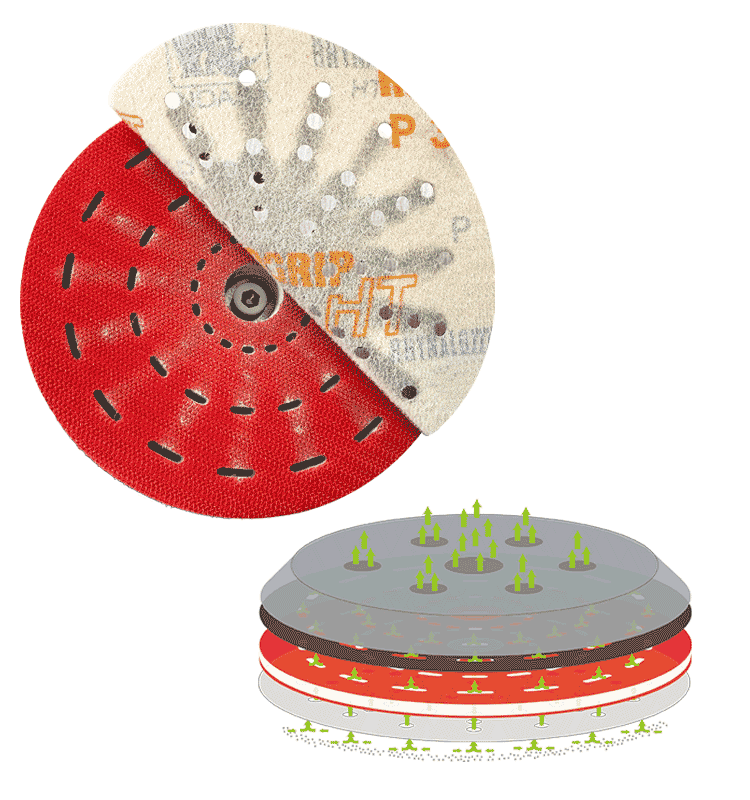 red sanding backing plate with ULTRAVENT 