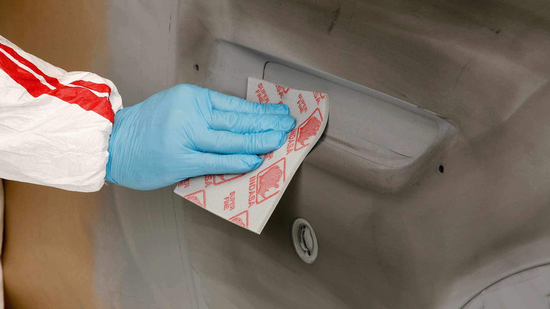 INDASA Schleifmittel Rhyno Einseitiger Schleifschwamm mit blauer Oberfläche schleifen