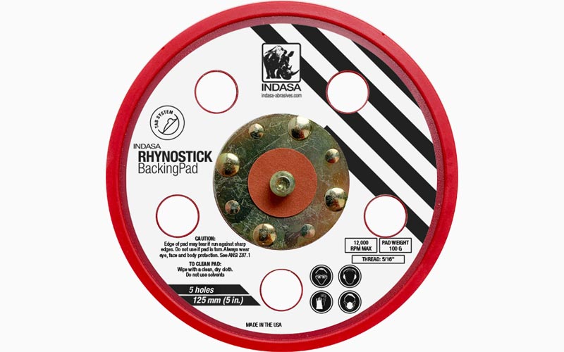 INDASA Abrasives sanding Rhynostick red backing pad 125mm 5 holes low proflle