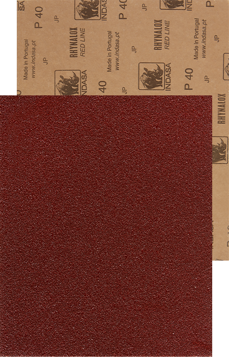 Abrasivos INDASA Rhynalox/Rhynodry/Rhynodry Plus Red Line folhas
