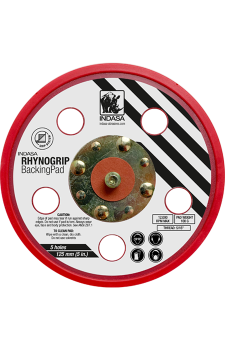 Abrasivos INDASA Suporte Rhynogrip 125 mm, 5F, Baixo Perfil